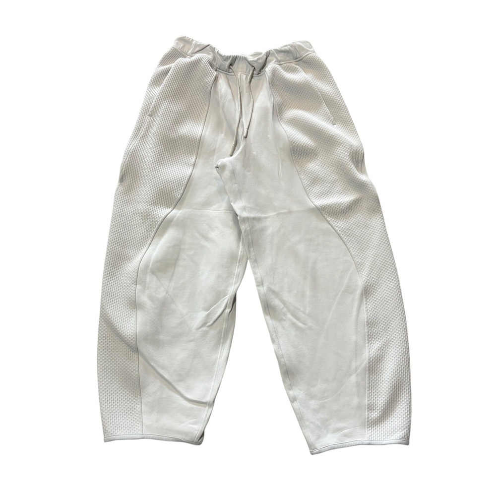 Lululemon White Textured Panel Cropped Jogger Pants Drawstring Waist Womens
